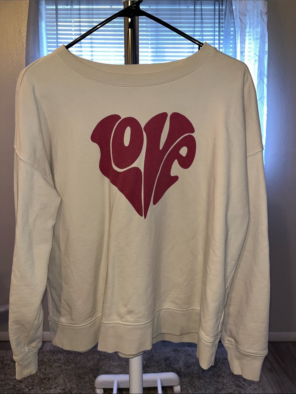 J.Crew University Terry "Love" Heart Sweatshirt Sz M Like New